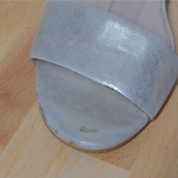 Free People Marigold Sandal Ankle Block Heel Suede Leather Shimmer 38 (US 8) - Picture 4 of 14